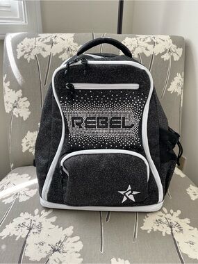 REBEL Kids Sparkle Black Backpack with White Trim